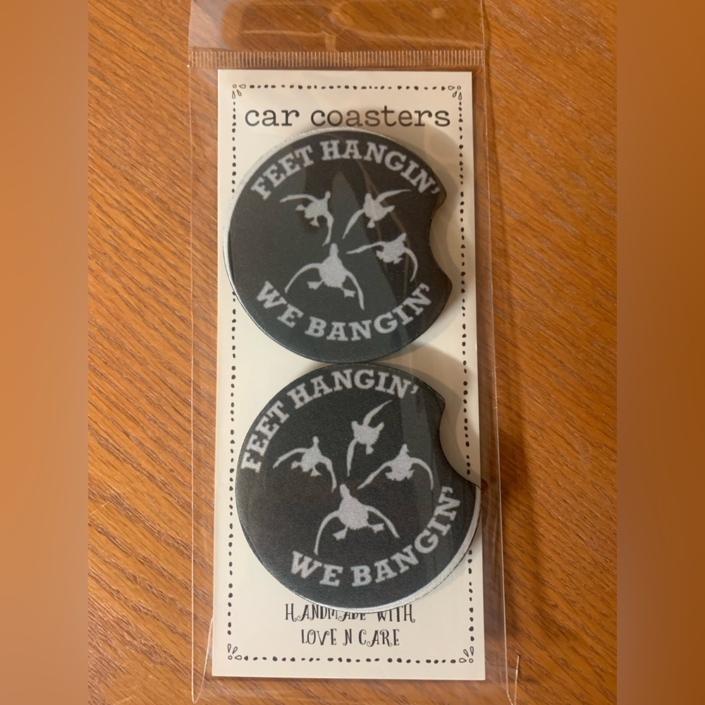 Feet Hanging We Banging Duck 🦆 Hunter Neoprene Car Coasters